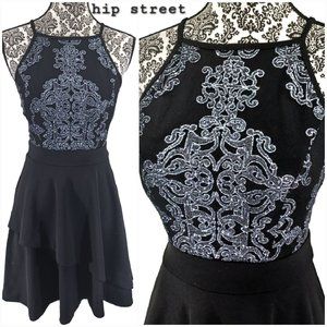 SPEECHLESS Spaghetti Strap Silver Glitter Print 2 Tier Skirt Party Prom Dress 9